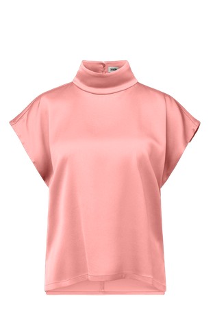 Shirt blouse with stand-up collar in satin