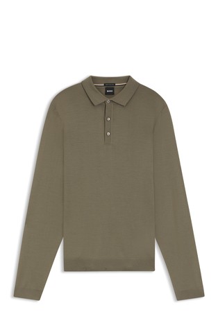 Slim fit vuneni pulover s polo ovratnikom