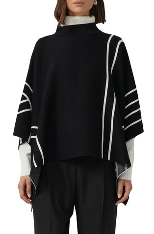 Pleten pončo s kontrastnim prugama