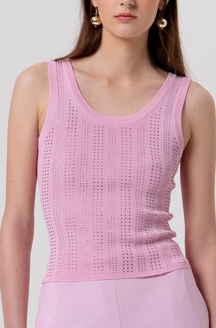 Slim fit pleten top s ukrasnim kamenčićima