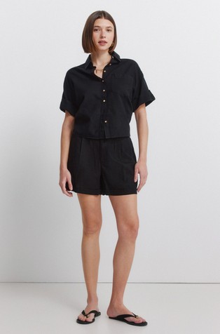 Linen blend short sleeve shirt