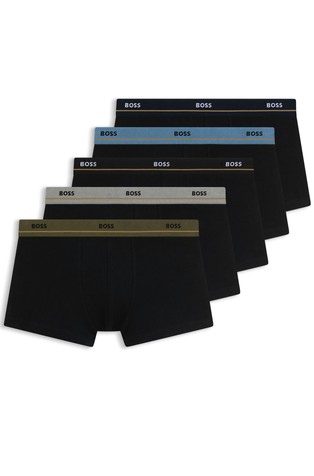 Five-pack of stretch-cotton trunks with logo waistbands