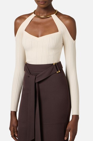 Knit top with jewel detail