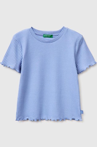 Slim fit rebrasta majica kratkih rukava