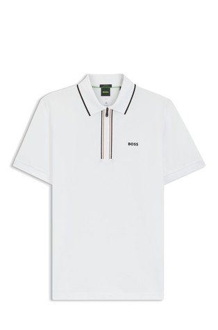 Slim-fit polo shirt with half zip