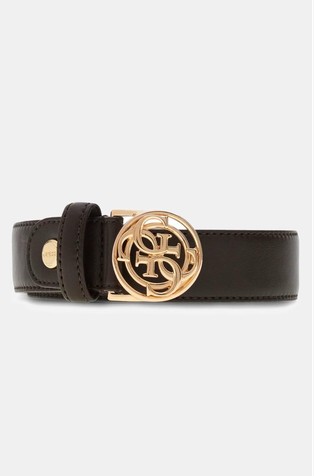 Faux-leather belt with logo buckle