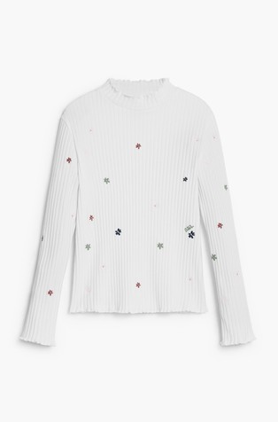 Rebrasta majica dugih rukava s vezovima