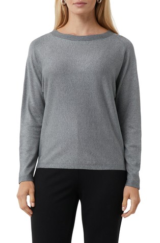 Pleten pulover sa svjetlucavim vlaknima i šišmiš rukavima