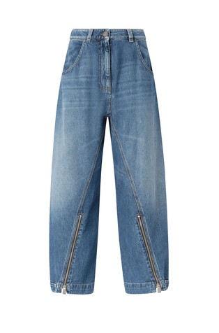 Balon jeans hlače s patentnim zatvaračem na nogavicama