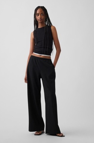 Brushed Twill Easy Wide-Leg Pants