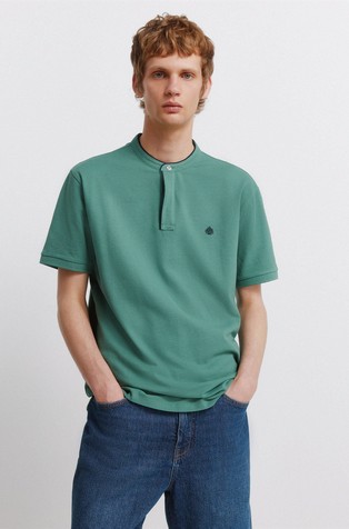 Mandarin collar polo shirt slim fit
