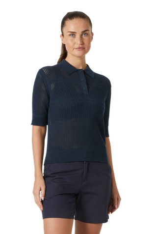 Salt Openwork Knit Polo Shirt