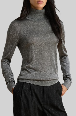 Metallic Turtleneck Sweater