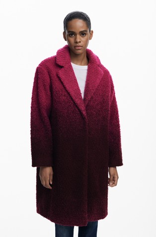 Čupav kaput s učinkom prelijevajućih boja