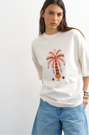 TSEMILY oversized fit majica s otiskom sprijeda i straga