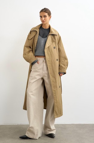 TSSUS funnel neck trench coat