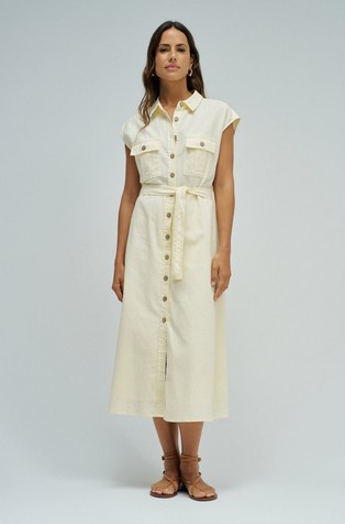 Midi shirt dress in linen blend