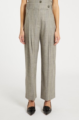 Karirane hlače s visokim strukom