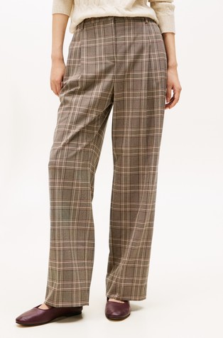 Relaxed fit karirane hlače s naborima