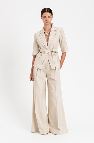 Cotton-blend 3/4-sleeve blazer