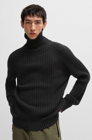 Relaxed fit rebrasto pleten pamučni pulover