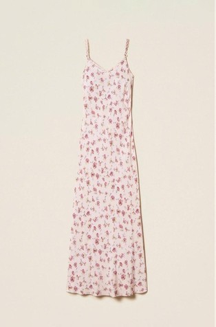 Long dress with thin straps and floral print