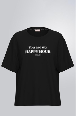 T-shirt with lettering and rhinestones