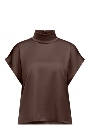 Shirt blouse with stand-up collar in satin