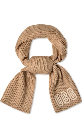 Chunky Rib Scarf with Logo Embroidery