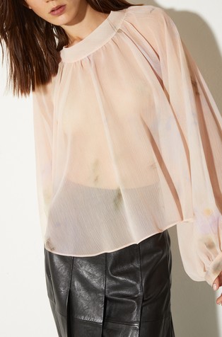 Sheer crepon loose shirt