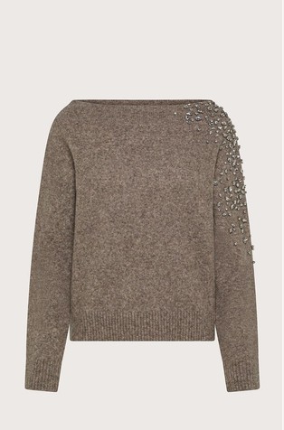 Pleten pulover s ukrasnim kamenčićima