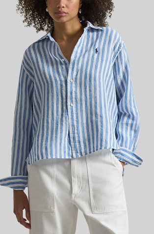 Široka lanena košulja s uzorkom