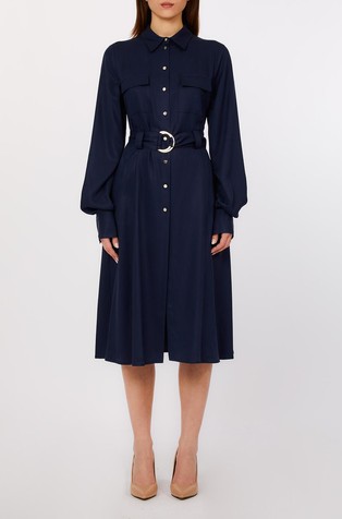 Shirt dress with belt