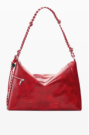 Shiny large bag with braided handle