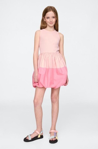 Haljina od kombinacije tkanina s balon suknjom za djevojčice