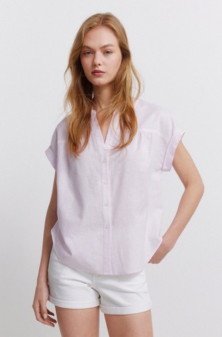 Linen blend short sleeve shirt