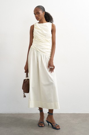 TSCAROS duga haljina od popelina s nabranim gornjim dijelom