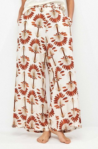 Širok viskozni donji dio pidžame s uzorkom palmi