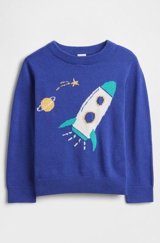 Pleten pulover s intarzijskim motivom za djecu dječake