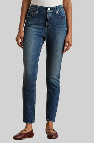 Slim fit jeans hlače s visokim strukom i skraćenom dužinom