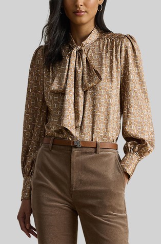 Bluza s uzorkom i trakom za vezanje uz ovratnik