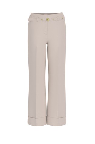 Belted cropped pants in viscose blend
