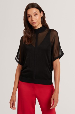 Dvoslojna majica kratkih rukava od prozirnog pletiva