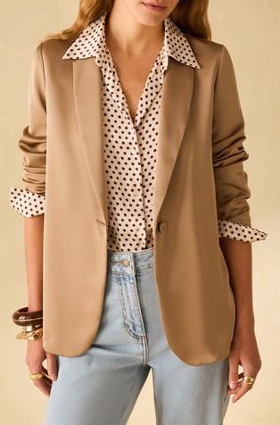 Satenski sako s trakom za vezanje