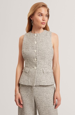Boucle Rose Button Fitted Waistcoat