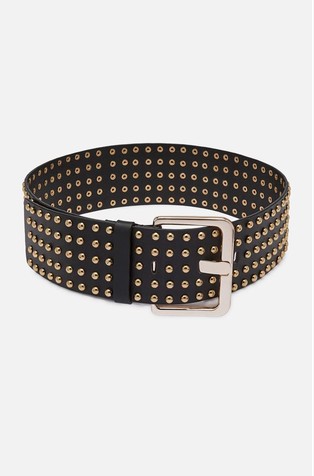 Širok kožni remen s ukrasnim zakovicama