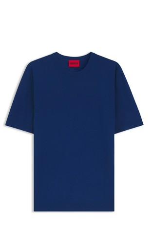 Regular-fit knitted sweater with short sleeves