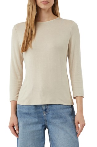 Majica s 3/4 rukavima i svjetlucavim lurex ovratnikom