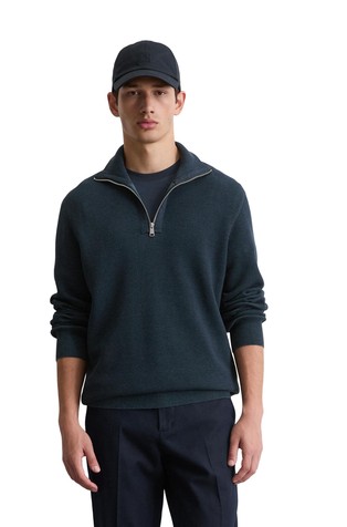 Regular fit pleten pulover s djelomičnim kopčanjem i dvobojnim izgledom