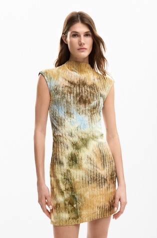 Textured dress with abstract print